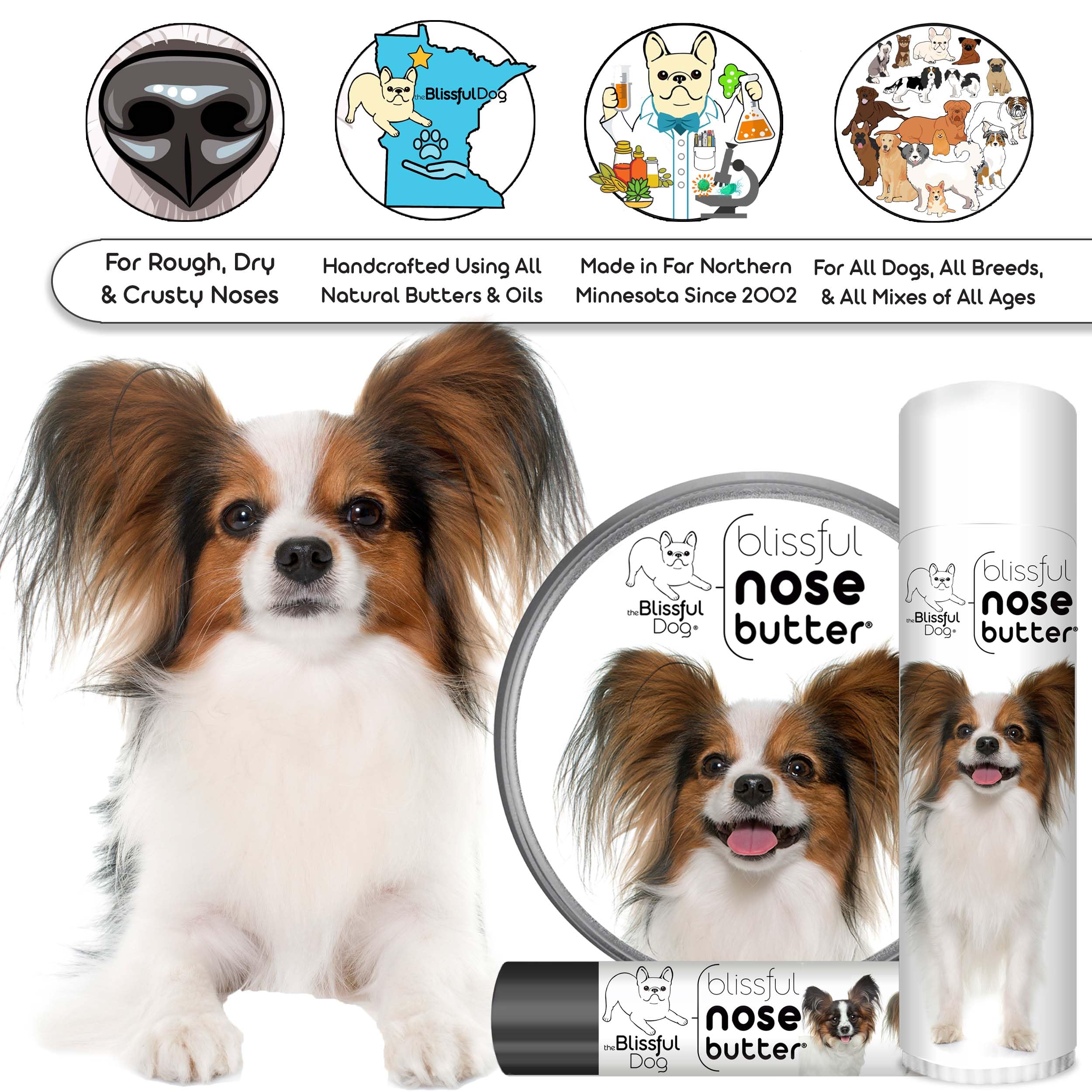 The Blissful Dog Papillon Unscented Nose Butter - Dog Nose Butter, 0.15 Ounce